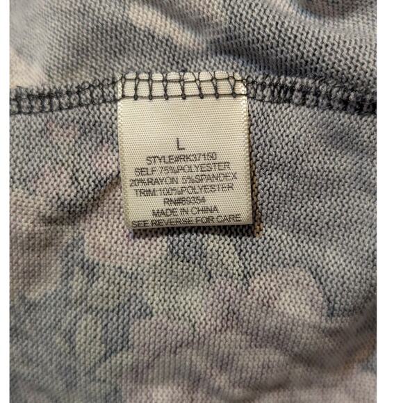 Ultra Flirt Large Gray Lightweight Sherpa Lined Hoodie Pink Floral Tunic To, L - Picture 8 of 9